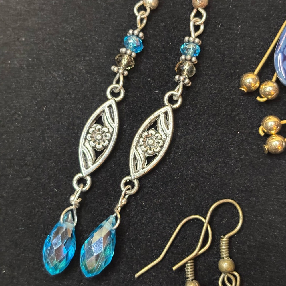 Vintage Silver/Blue Earrings (set of‎ 4) - Picture 4 of 5